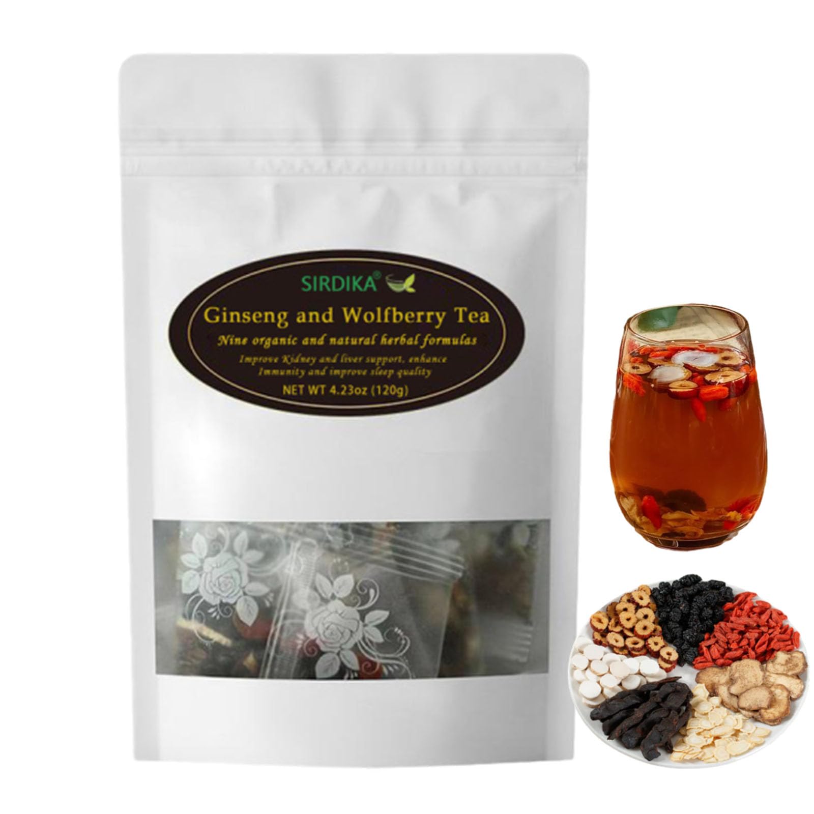 Chá Qiuumey Ginseng E Wolfberry 120g (10 Sacos X 12g)