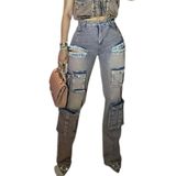 Jeans Cargo Letsvdo Femininos De Cintura Alta, Marrons Retos