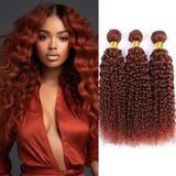 Pacotes De Cabelo Qeuope Copper Red Kinky Curly 50-60cm 3 Pacotes
