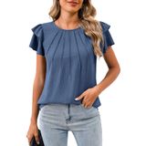 Blusa Simplefun Feminina De Manga Curta, Camiseta, Cinza, Azul