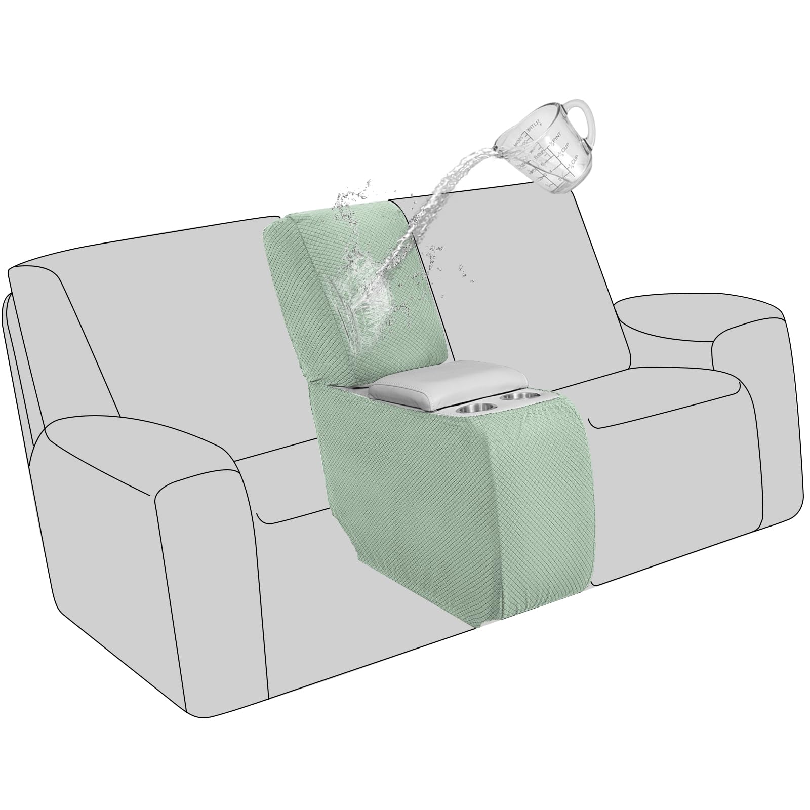 Capa De Console Reclinável Aliecom 100% Impermeável Verde Sálvia