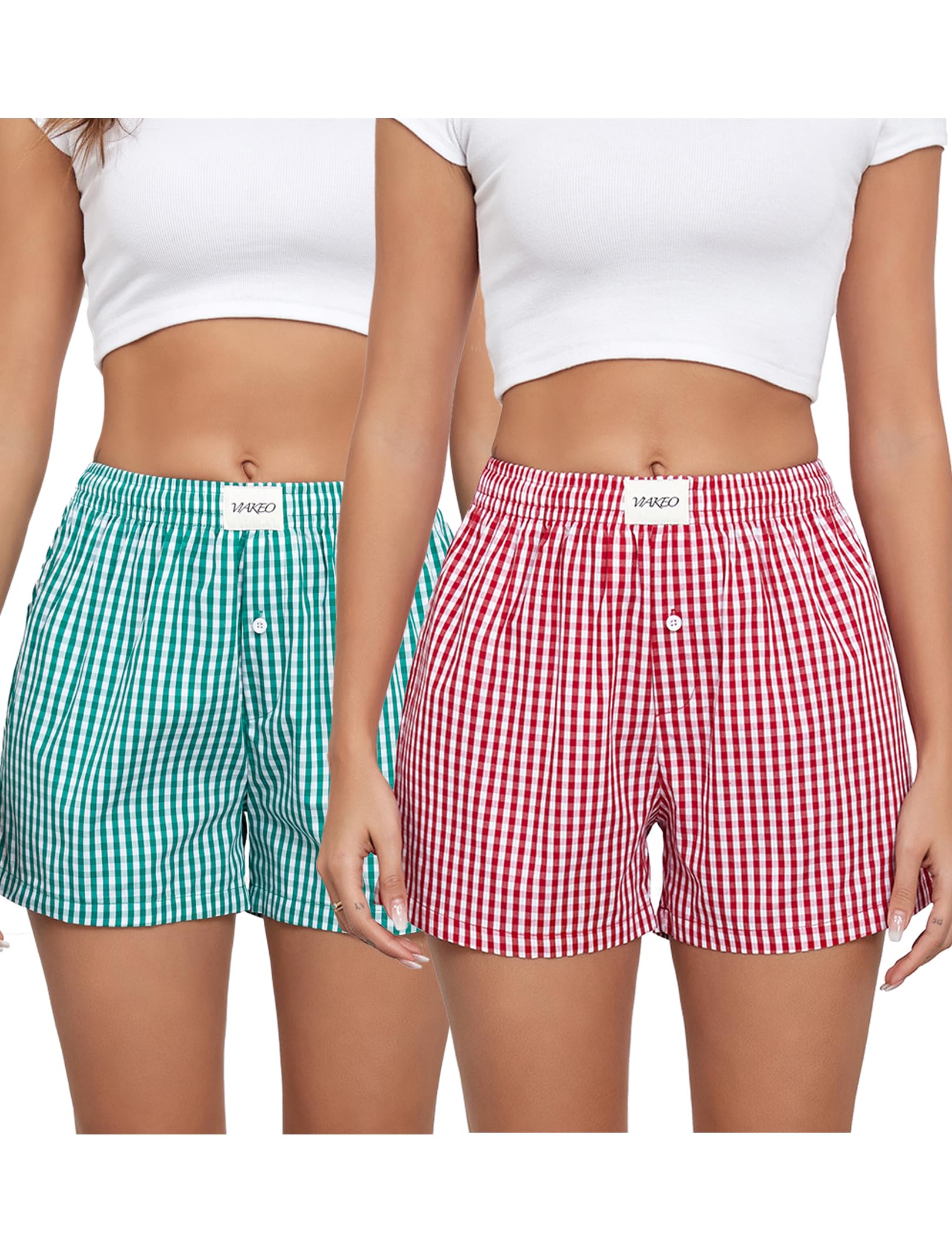 Shorts Boxer Xadrez Femininos De Algodão Da Pijama Bottoms Xadrez Xadrez Xadrez Xadrez