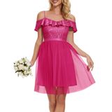 Mini Vestido Wedtrend Wts6002 De Tule Fúcsia Com Lantejoulas Para Mulheres