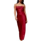 Blusas Tubulares Sem Encosto De Seda Acetinada Realtix Maxi Dress Para Mulheres