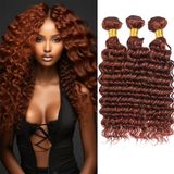 Pacotes De Cabelo Yuksoocosh Color 33 Auburn Deep Wave 20-24in