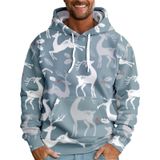Suéter De Natal Ugly Para Homens Com Capuz Snowflake Reindeer