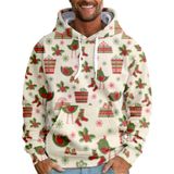 Suéter De Natal Masculino Grande E Alto, Bege B Com Capuz E Bolsos