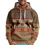 Suéter De Natal, Moletom Masculino, Com Capuz, Estampa De Rena, Verde