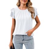 Blusas Simplefun Femininas Elegantes E Casuais Com Babados Brancos
