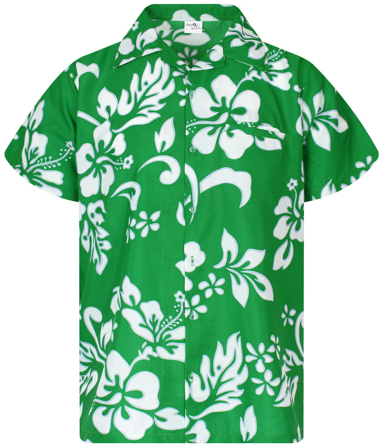 Camisa King Kameha Floral-vibes Com Estampa De Hibisco Verde Havaiano M