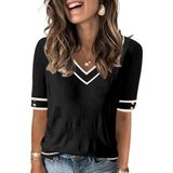 Suéter Feminino Akewei, Moda Primavera, 2025, Decote Em V, Manga Curta