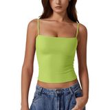 Camiseta Regata Feminina Qinsen Com Forro Duplo Basic Wild Lime L