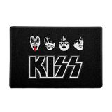 Capacho/tapete 60x40cm, Linha Música, Modelo Kiss Rostos, Na Cor Preto