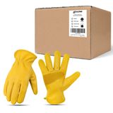 Luvas De Trabalho Em Couro Bovino Dulfine Para Homens E Mulheres (12 Pares)