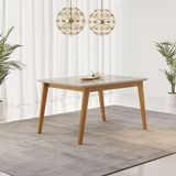 Mesa De Jantar Elegance 120x80cm Com Vidro Jcm Movelaria Cinamomo/ Off White