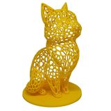 Gato Sentado 18 Cm Vazado 3d Enfeite Objeto Decorativo Decoração Amarelo