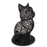 Gato Sentado 18 Cm Vazado 3d Enfeite Preto