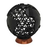 Globo Terrestre 3d Vazado Decoração Decorativo Preto Base Cor Bronze