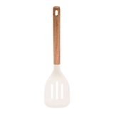Espátula Vazada De Silicone Com Cabo Em Acácia Spicy Bege