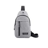 Bolsa Mochila Impermeável Transversal Crossbody Pochete De Peito Portátil Alça Única Ajustável Cinza