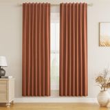 Cortinas Guken Terracotta Linen Blackout 183 Cm De Comprimento 2 Painéis