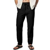 Calças Masculinas Jmierr: Algodão, Linho, Elástico, Cintura, Cordão, Pretas