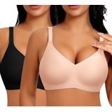 Sutiãs Sinfla Com Decote Em V Sem Fio Para Mulheres, Camiseta De Cobertura Total