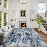 Tapete Area Gent Drizz Modern Abstract 4 X 6 Pés Em Ouro Azul