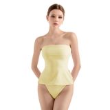 Blusa Tubular Feminina Suuksess Com Forro Duplo, Lado Dividido, Amarelo Pálido