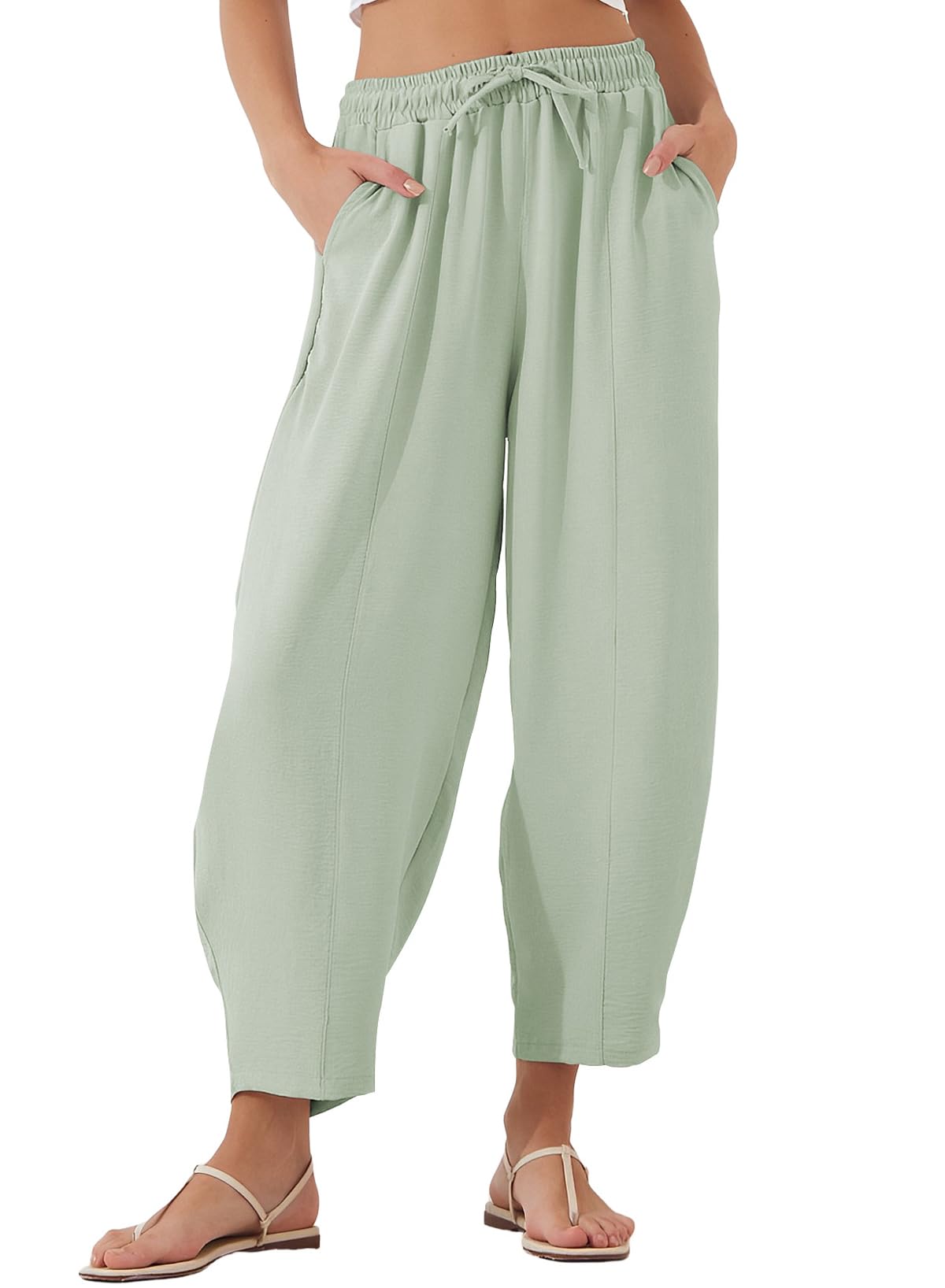 Calças Harem Evaless Clearly Aqua Summer, Casuais Femininas, 2gg