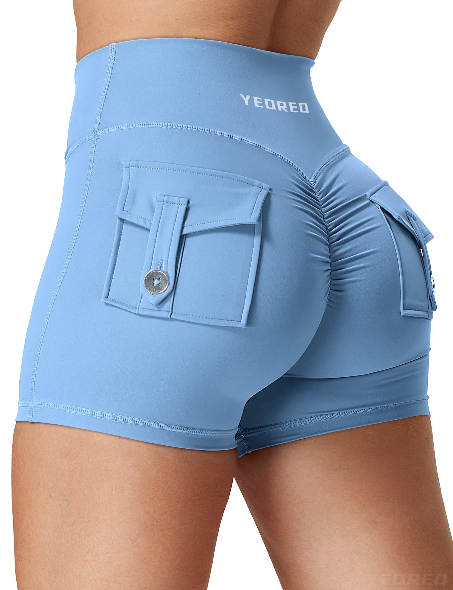 Shorts De Treino Yeoreo Scrunch Gym Biker Com Bolsos Para Mulheres