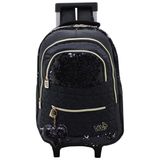 Mochila De Rodinhas Preta Viking Escolar Feminina Com Paete