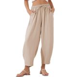 Calças Harem Evaless Calças De Tornozelo Cônicas Para Mulheres Apricot Xl