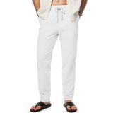 Calças Jmierr, Casuais, Algodão, Linho, Cintura Elástica, Masculinas, Brancas, L