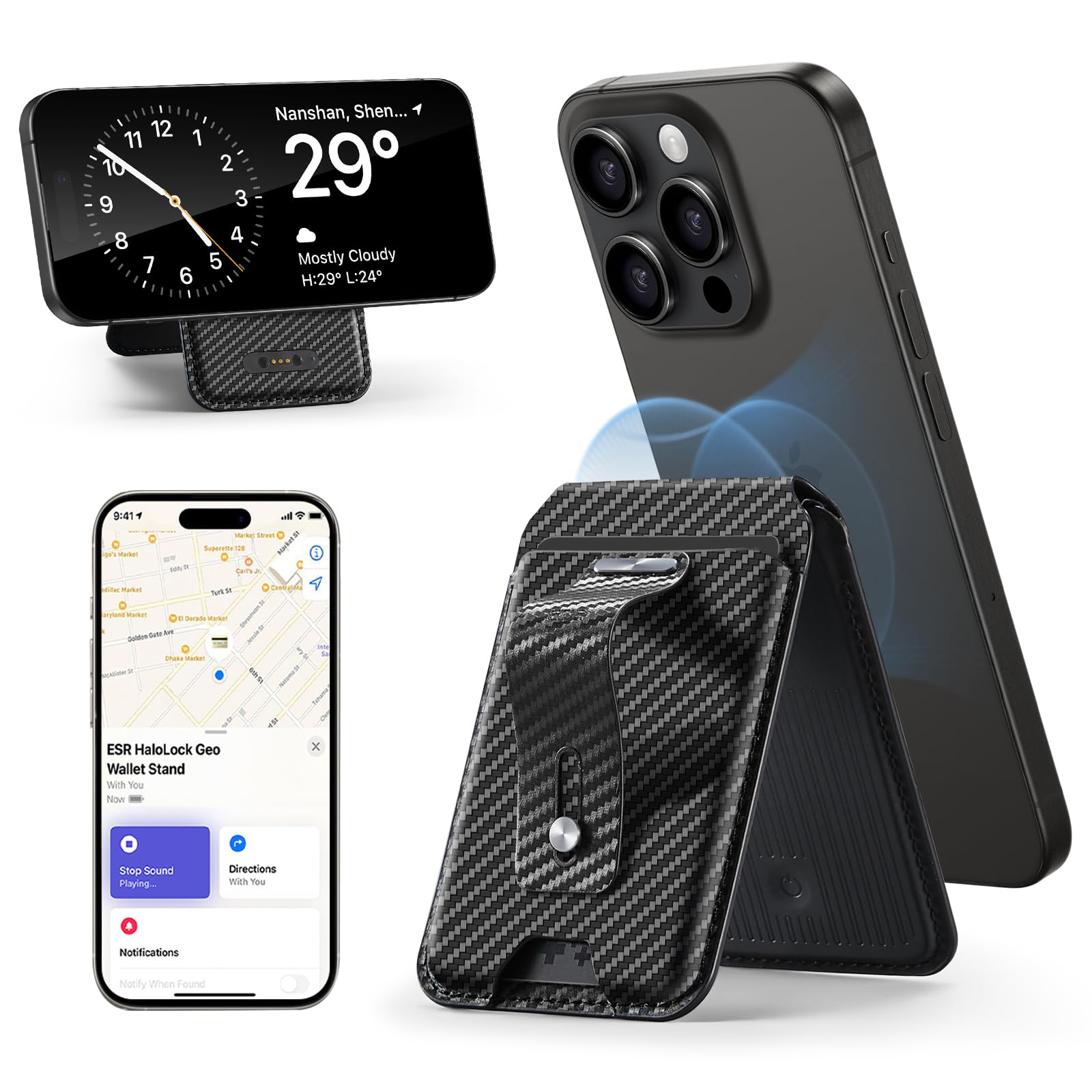 Carteira Magsafe Esr Magnetic Geo Com Find My Para Iphone Preta