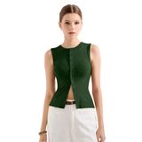 Camiseta Regata Feminina Suuksess Com Nervuras E Colete Sexy Y2k Deep Green S