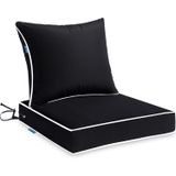 Conjunto De Almofadas De Assento Ao Ar Livre Miulee Black Waterproof 56x56x8cm