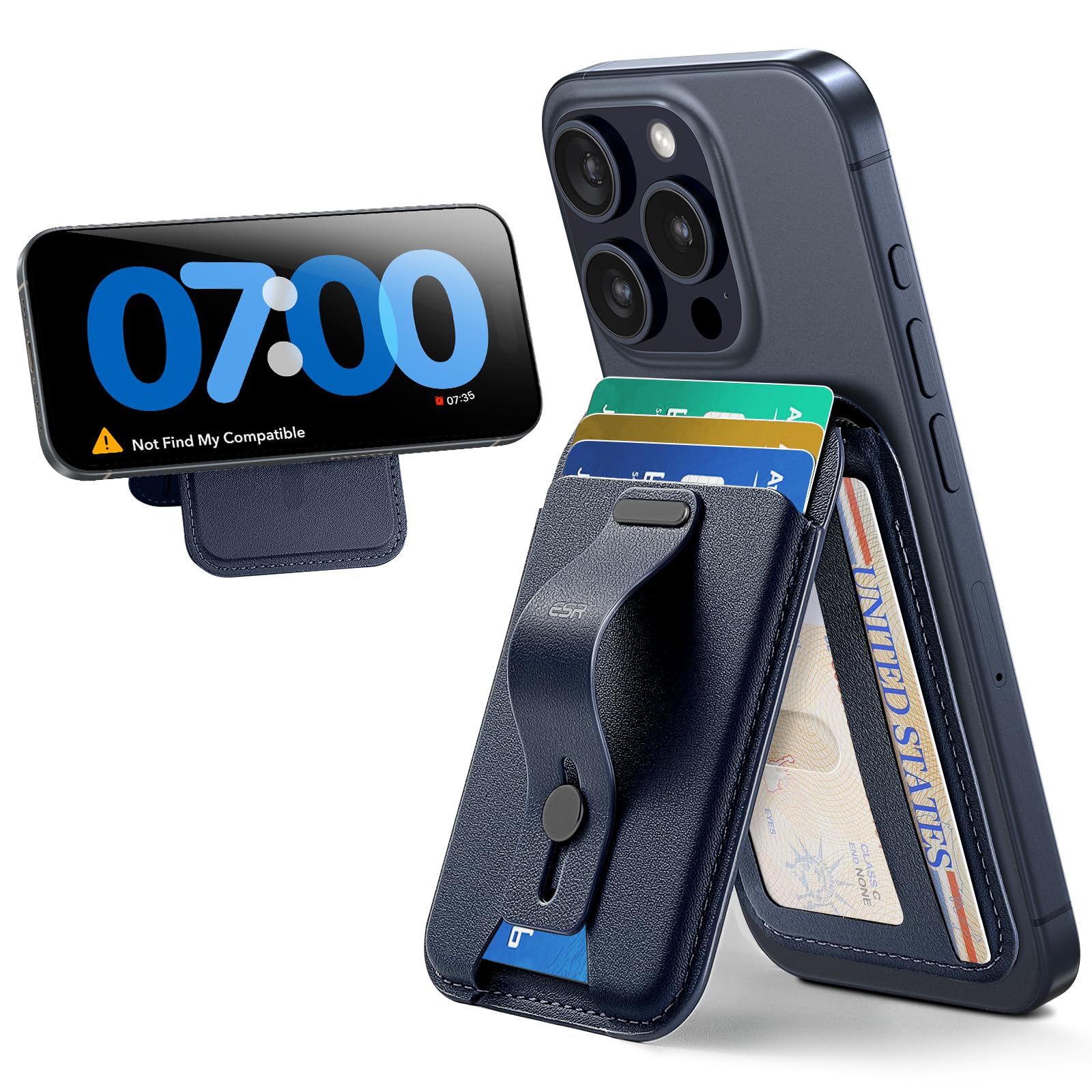 Porta-cartões Magsafe Wallet Esr 5 Com Suporte Ajustável Azul Escuro