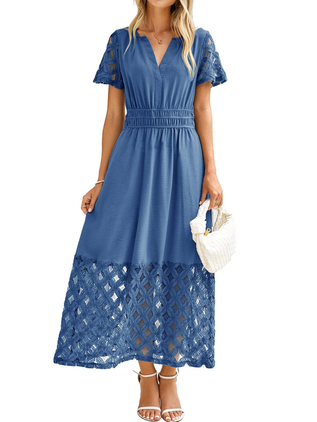 Vestido Maxi Simplee Apparel Summer Boho Blue Para Mulheres