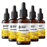 Kit 5 Vitamina B12 Em Gotas Ocean Drop 30ml Sabor Morango