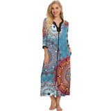 Nightgown Bloggerlove Zipper, Manga Comprida, Vestido Doméstico Feminino