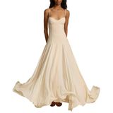 Vestido De Baile Feminino Eemeii Com Alças Finas Sem Mangas Marfim