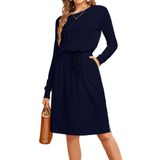 Vestido Simier Fariry Feminino, Blusa De Malha De Outono, Azul Marinho, Tamanho Gg