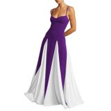 Vestido De Baile Feminino Eemeii Com Alças Finas E Retalhos Roxo