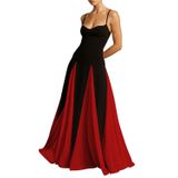Vestido De Baile Feminino Eemeii, Alças Finas, Retalhos, Preto, Vermelho