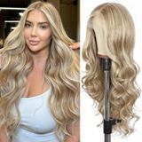 Peruca Frontal De Renda Sintética Sapphirewigs Ash Blonde 66 Cm De Comprimento