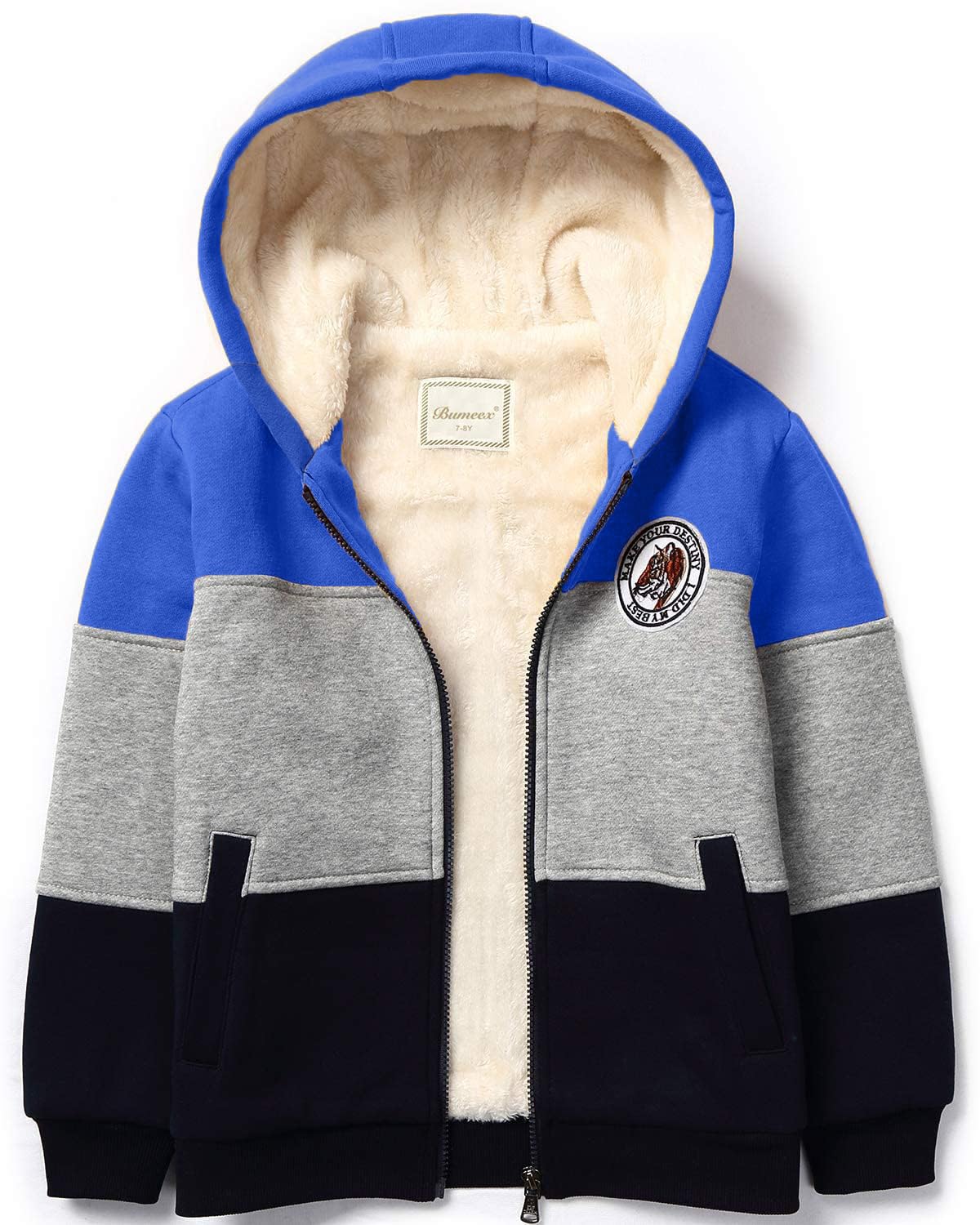 Casaco Bumeex Toddler Boy's Sherpa Forrado De Lã Azul 3t