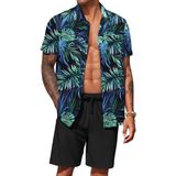 Conjunto De Roupa De 2 Peças Coofandy Masculino Com Estampa Floral Havaiana