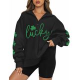 Moletom Alireverie St Patricks Day Shamrock Glitter Feminino