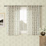 Cortinas De Dois Painéis, Verde Sálvia, Floral, 115 X 114 Cm, Mistura De Linho